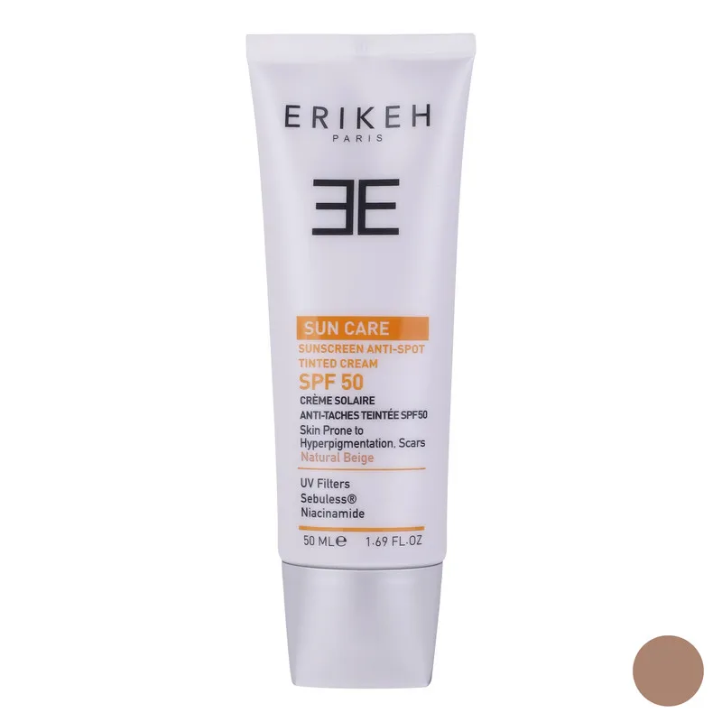 کرم ضد آفتاب رنگی اریکه SPF50 مدل Anti-Spot مناسب انواع پوست حجم 50 میلیلیتر