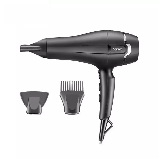 سشوار حرفه‌ای 2400 وات وی جی ار مدل V-450، موتور AC، وزن 950 گرم، دارای سری متمرکز‌کننده باریک، سری شانه‌دار با ویژگی صاف‌کنندگی، حجم‌دهندگی، با قابلیت باد سرد - تصویر 2