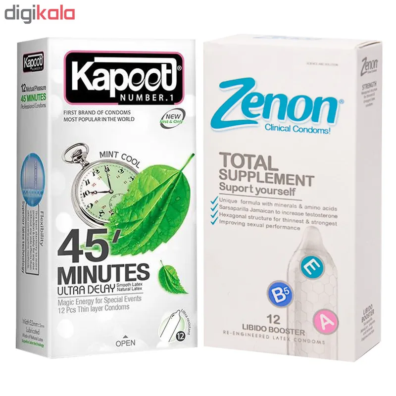 کاندوم کاپوت مدل 45 Minutes بسته 12 عددی به همراه کاندوم زنون مدل Total Supplementبسته 12 عددی - تصویر 2
