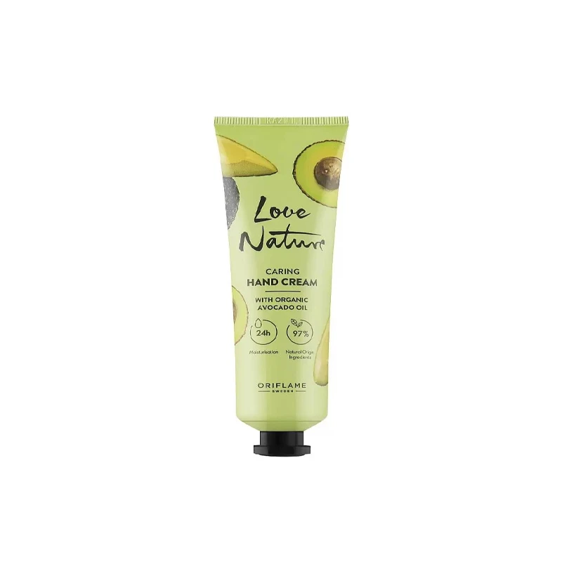 کرم مرطوبکننده دست اوریفلیم مدل LOVE NATURE Organic Avocado Oil مناسب برای انواع پوست حجم 75 میلیلیتر