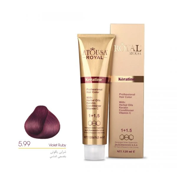 رنگ مو آتوسا رویال شماره 5.99 حجم 120 میلی لیتر رنگ شرابی یاقوتی - تصویر 2