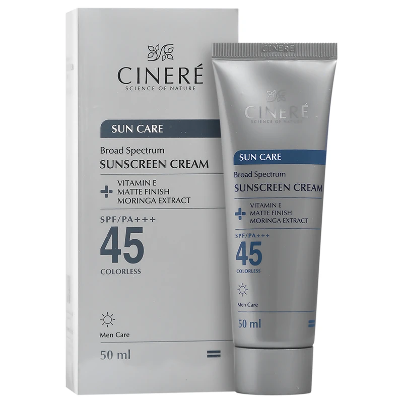 کرم ضد آفتاب بیرنگ صورت سینره SPF 45 آقایان مدل MEN Care محافظ UVA ،UVB و PA+++ مناسب برای انواع پوست حجم 50 میلیلیتر - تصویر 2