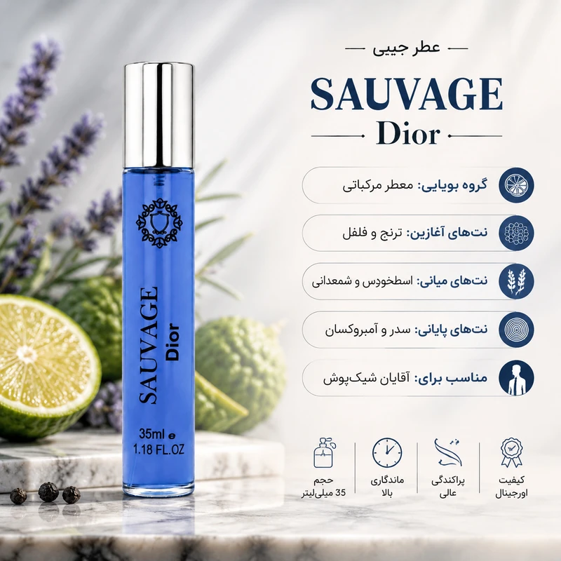 ادو پرفیوم مردانه هارلینگن مدل Sauvage Dior با رایحه خنک حجم 35 میلی لیتر - تصویر 3