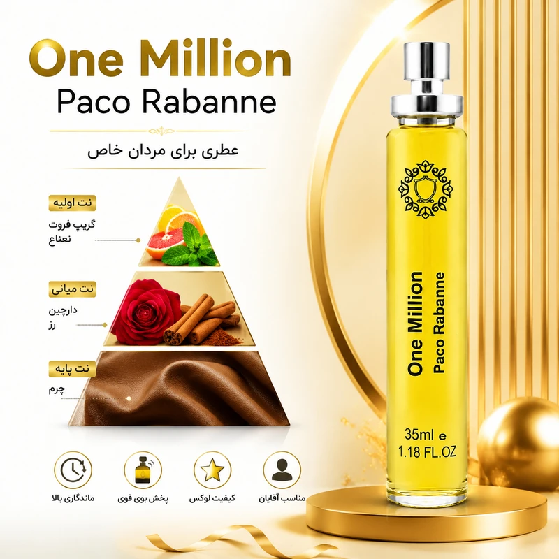 ادو پرفیوم مردانه هارلینگن مدل One Million با رایحه گرم حجم 35 میلی لیتر - تصویر 3