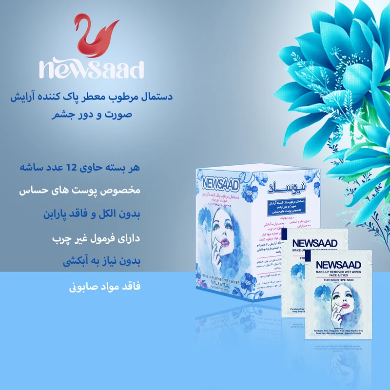 دستمال مرطوب نیوساد مدل Mak-BL دوازده بسته 12 عددی - تصویر 2