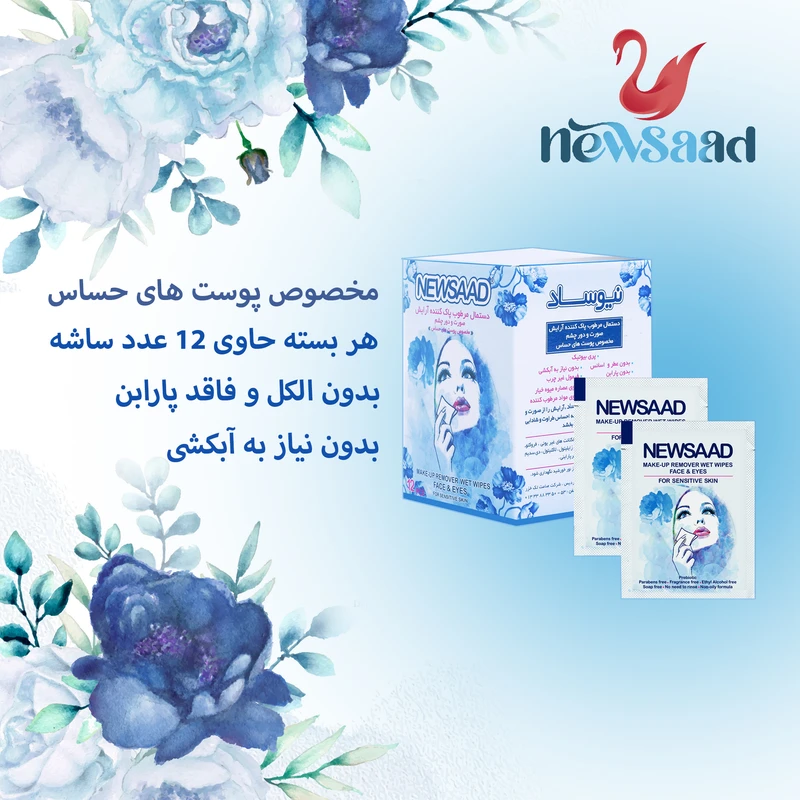 دستمال مرطوب نیوساد مدل Mak-BL دوازده بسته 12 عددی - تصویر 3