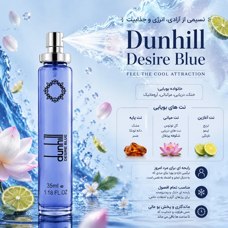 ادو پرفیوم مردانه هارلینگن مدل دانهیل دیزایر بلو با رایحه خنک حجم 35 میلی لیتر - تصویر 3