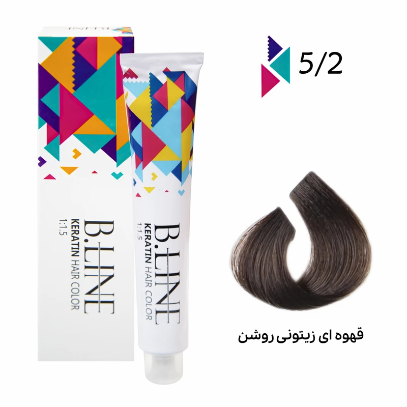 رنگ مو بی لاین شماره 5.2 حجم 100 میلی لیتر رنگ قهوه ای زیتونی روشن - تصویر 2