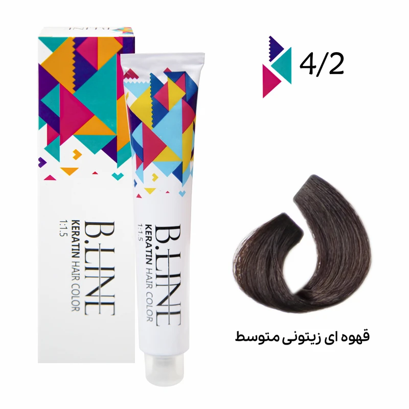 رنگ مو بی لاین شماره 4.2 حجم 100 میلی لیتر رنگ قهوه ای زیتونی متوسط - تصویر 2