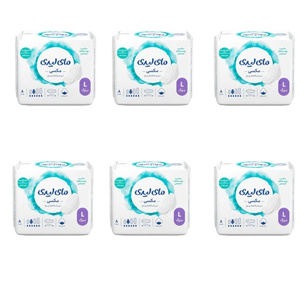 نوار بهداشتی نیمه ضخیم روز و شب مای لیدی مدل مکسی با جذب خیلی زیاد سایز بزرگ شش بسته 8 عددی