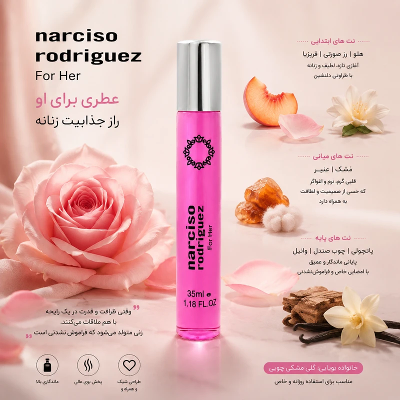 ادوپرفیوم زنانه هارلینگن مدل نارسیسو رودریگز For Her با رایحه خنک حجم 35 میلی لیتر - تصویر 5