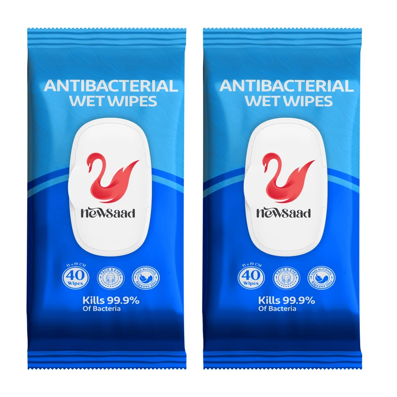 دستمال مرطوب نیوساد مدل AntiBacteria 02 دو بسته 40 عددی - تصویر 3