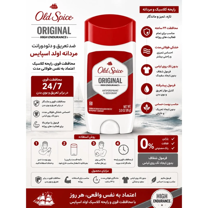 استیک دئودورانت مردانه الد اسپایس مدل Original حجم 85 میلیلیتر - تصویر 2