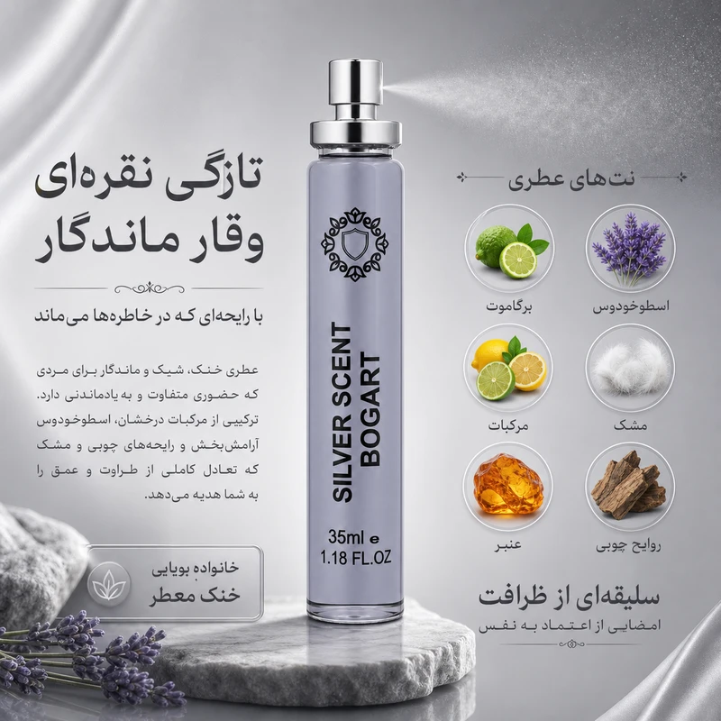 ادوپرفیوم مردانه هارلینگن مدل بوگارت سیلور سنت با رایحه شیرین حجم 35 میلی لیتر - تصویر 4
