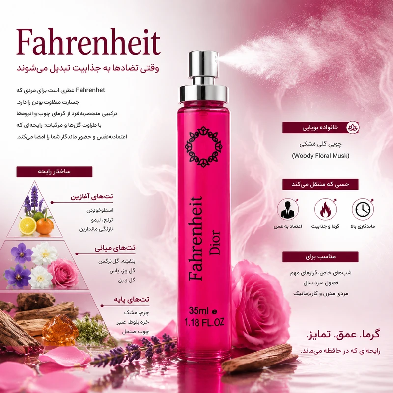 ادو پرفیوم مردانه هارلینگن مدل دیور فارنهایت با رایحه گرم حجم 35 میلی لیتر - تصویر 5