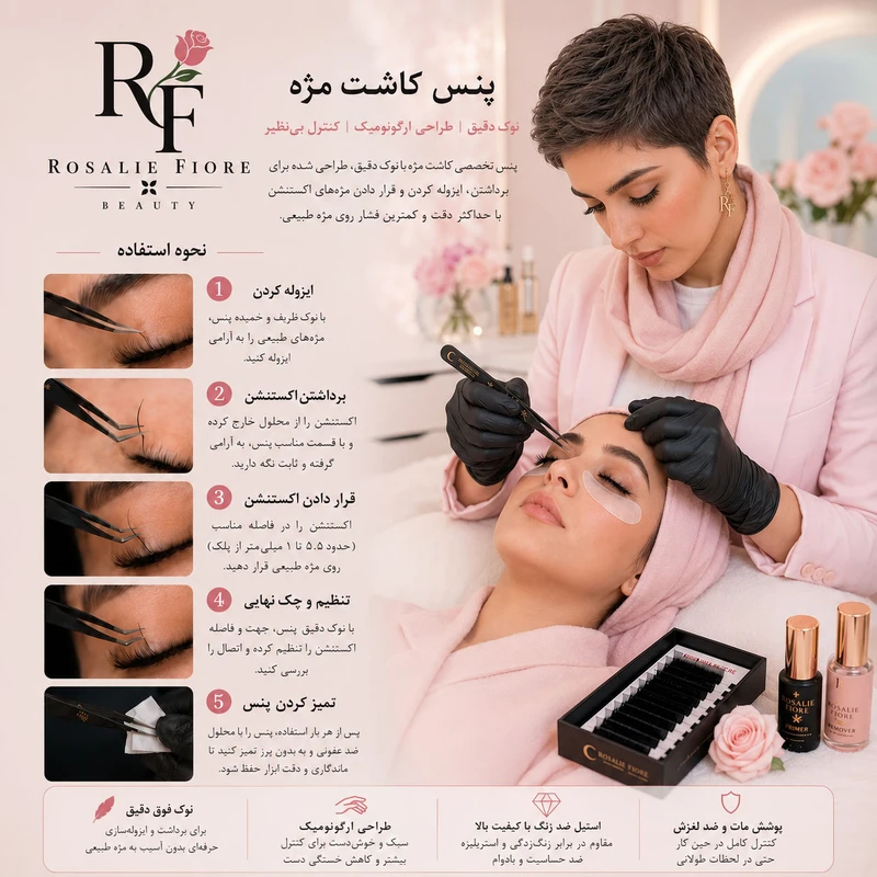 انبر اکستنشن مژه رزالی فیوره مدل ROFI-ET-11 - تصویر 4