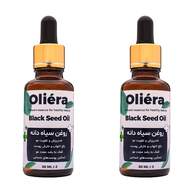 روغن سیاهدانه اُلیئرا مدل +A حجم 30 میلی لیتر بسته 2 عددی