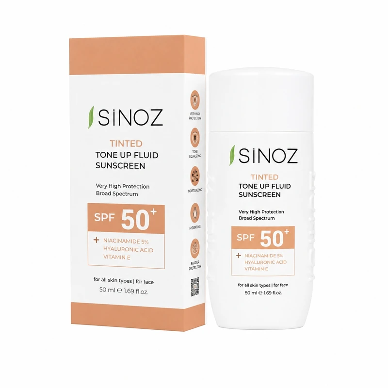کرم ضد آفتاب رنگی صورت سینوز SPF 50+ مدل Tone-Up محافظ در برابر اشعه UVA و UVB مناسب برای انواع پوست حجم 50 میلی‌لیتر - تصویر 2