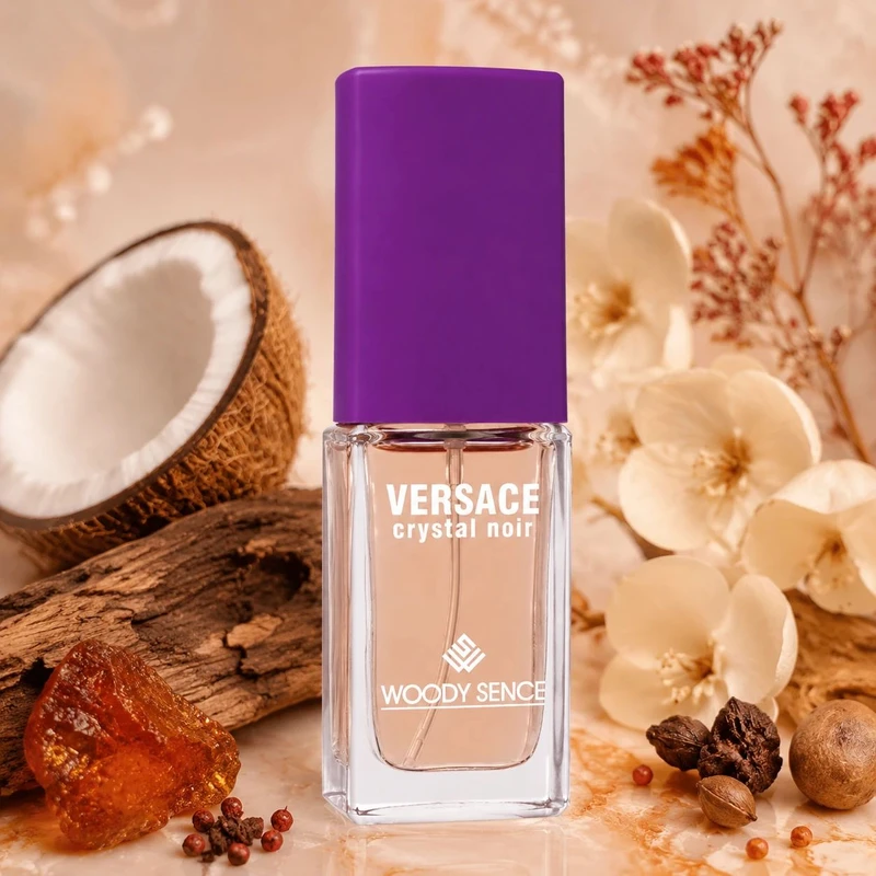 عطر جیبی زنانه وودی سنس مدل Versace Crystal Noir با رایحه شیرین حجم 15 میلیلیتر - تصویر 2