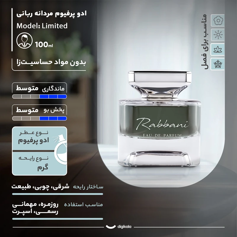 ادو پرفیوم مردانه ربانی مدل Limited با رایحه گرم حجم 100 میلی لیتر - تصویر 4