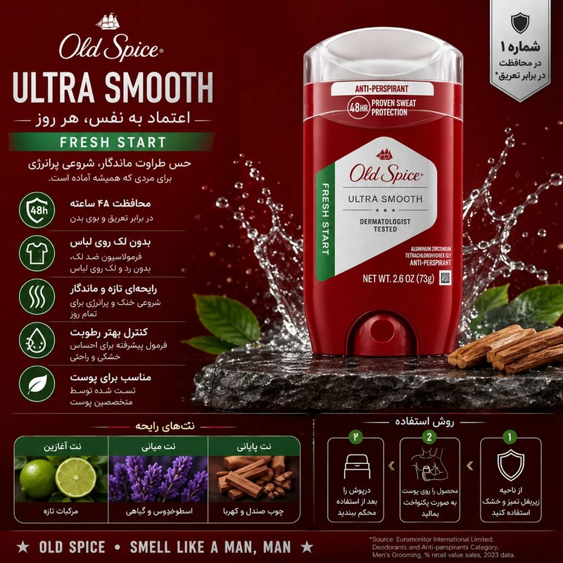 استیک دئودورانت الد اسپایس مدل Ultra Smooth Fresh Start وزن 73 گرم - تصویر 2