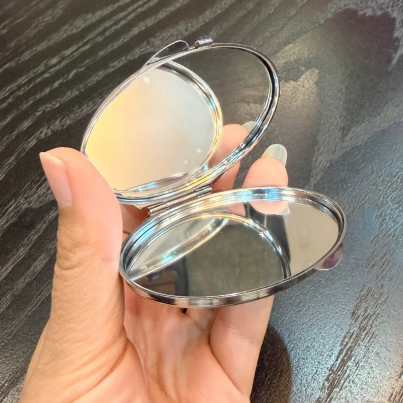 آینه آرایشی جیبی دو طرفه فلزی ابعاد 10×50×70 مدل لوکس - تصویر 2