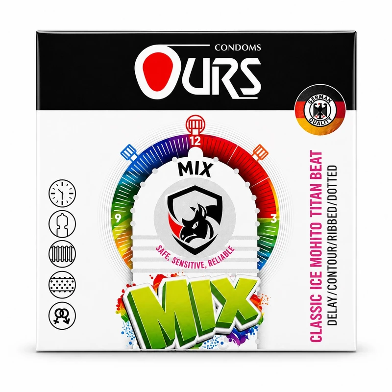 کاندوم اورز ضخامت نازک، مدل Mix لاتکس طبیعی، ضدحساسیت، سایز استاندارد، بسته 3 عددی - تصویر 2