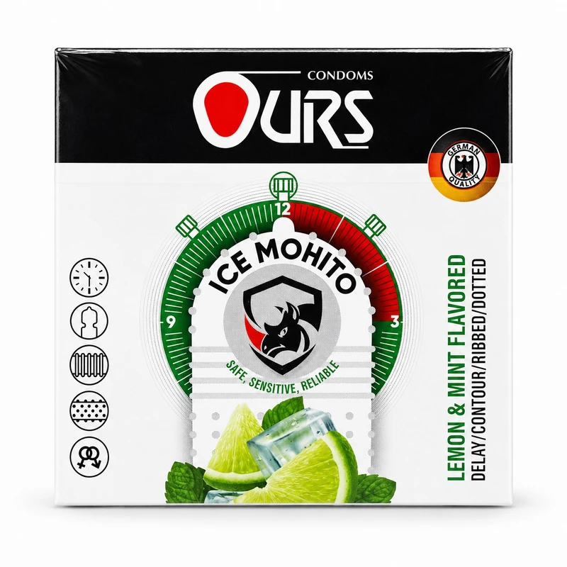 کاندوم اورز ضخامت نازک، مدل Ice Mohito لاتکس طبیعی، ضدحساسیت، سایز استاندارد، بسته 3 عددی - تصویر 2