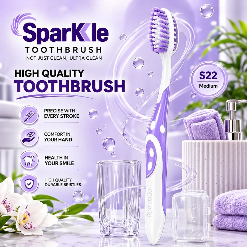 مسواک اسپارکل مدل M22M-6 با برس متوسط مناسب برای انواع دندان مجموعه 6 عددی - تصویر 3
