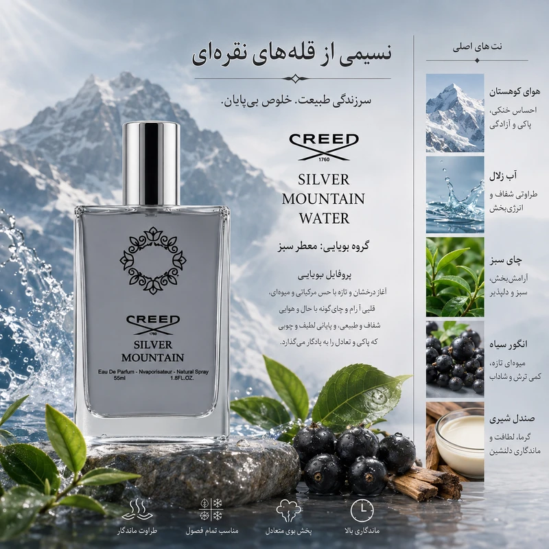 ادو پرفیوم مردانه هارلینگن مدل کرید سیلور مانتین واتر با رایحه خنک حجم 55 میلی لیتر - تصویر 2
