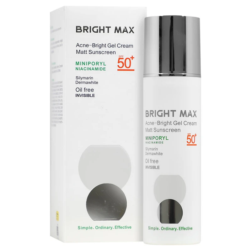 ژل کرم ضدآفتاب بی‌رنگ صورت برایت مکس SPF50 مدل Acne Bright مناسب برای پوست چرب و مختلط حجم 50 میلی‌لیتر