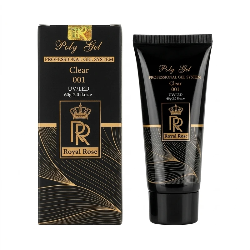 پلی ژل کاشت ناخن رویال رز مدل RR-01 با حجم 60 میلی لیتر بی رنگ 