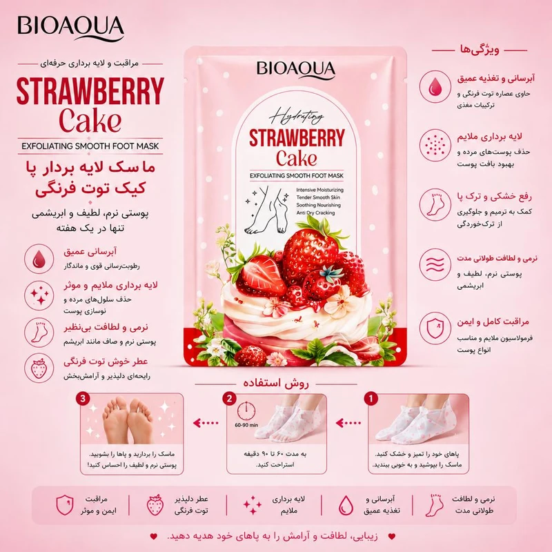 ماسک پا آبرسان بایو آکوا مدل کیک توت فرنگی مناسب برای انواع پوست حجم 40 میلی لیتر - تصویر 2