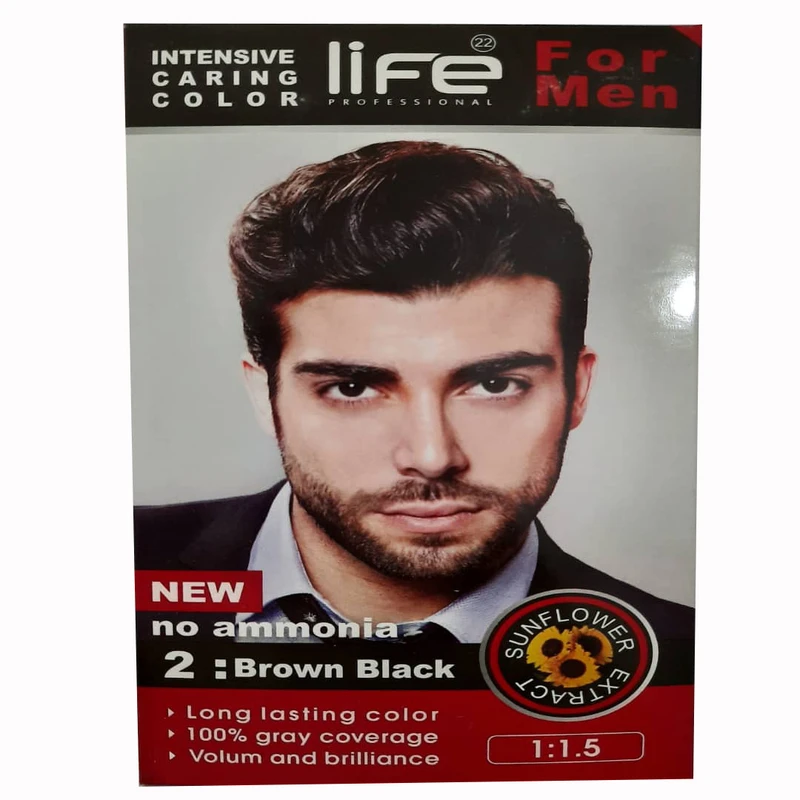 کیت رنگ مو لایف شماره 2 حجم 60 میلی لیتر رنگ قهوه ای مشکی - تصویر 2