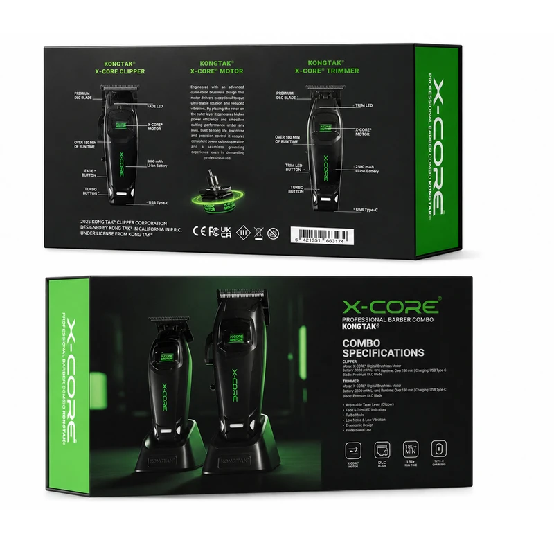 ست ماشین اصلاح موی سر و صورت شارژی کنگ تک مدل X-core بسته 2 عددی - تصویر 2