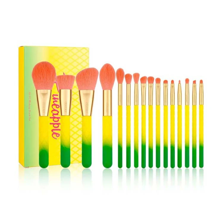 ست برس آرایشی دو کالر مدل PineappleDP16 مجموعه 16 عددی - تصویر 2
