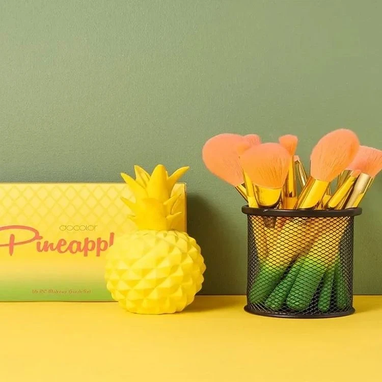 ست برس آرایشی دو کالر مدل PineappleDP16 مجموعه 16 عددی - تصویر 6