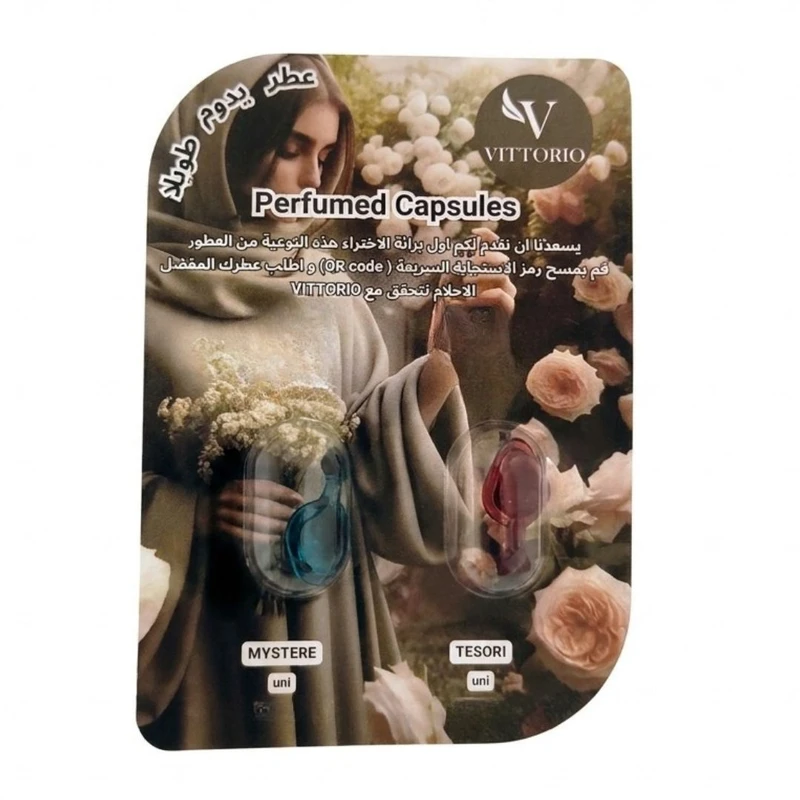 عطر جیبی زنانه و مردانه ویتوریو مدل کپسولی با رایحه گرم و تلخ و خنک و مشک، حجم 0.3 میلی لیتر بسته 2 عددی - تصویر 2