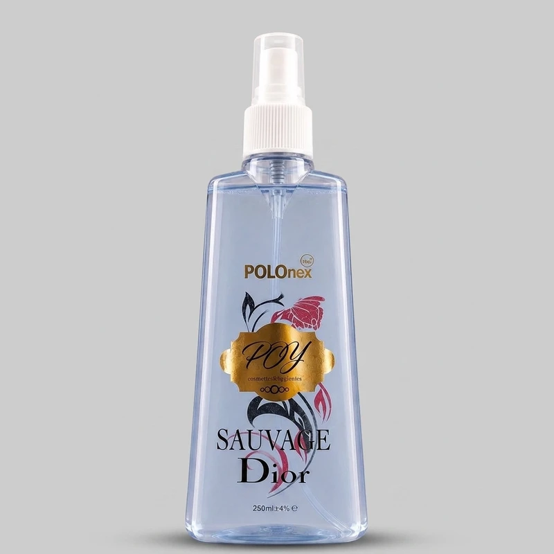 بادی اسپلش مردانه پی او وای مدل SAUVAGE Dior حجم 250 میلی‌لیتر با رایحه تند و خنک 
