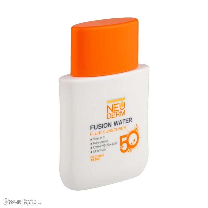 فلوئید ضد آفتاب رنگی نئودرم SPF 50 مدل Fusion Water حاوی محافظ UVA و UVB مناسب برای پوست چرب حجم 50 میلیلیتر حاوی ویتامین C و نیاسینامید - تصویر 6
