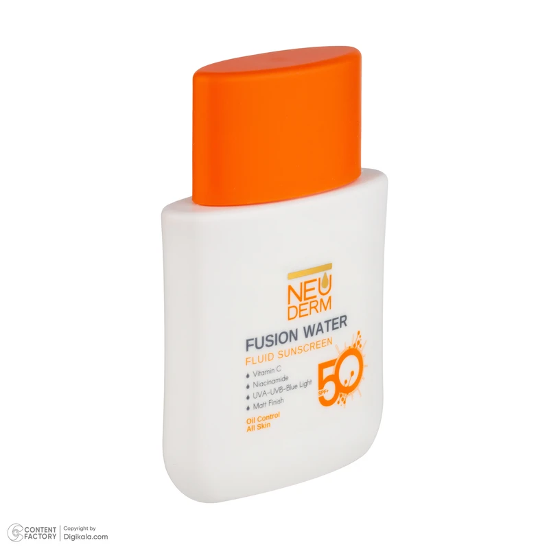 فلوئید ضد آفتاب رنگی نئودرم SPF 50 مدل Fusion Water حاوی محافظ UVA و UVB مناسب برای پوست چرب حجم 50 میلی‌لیتر حاوی ویتامین C و نیاسینامید - تصویر 5