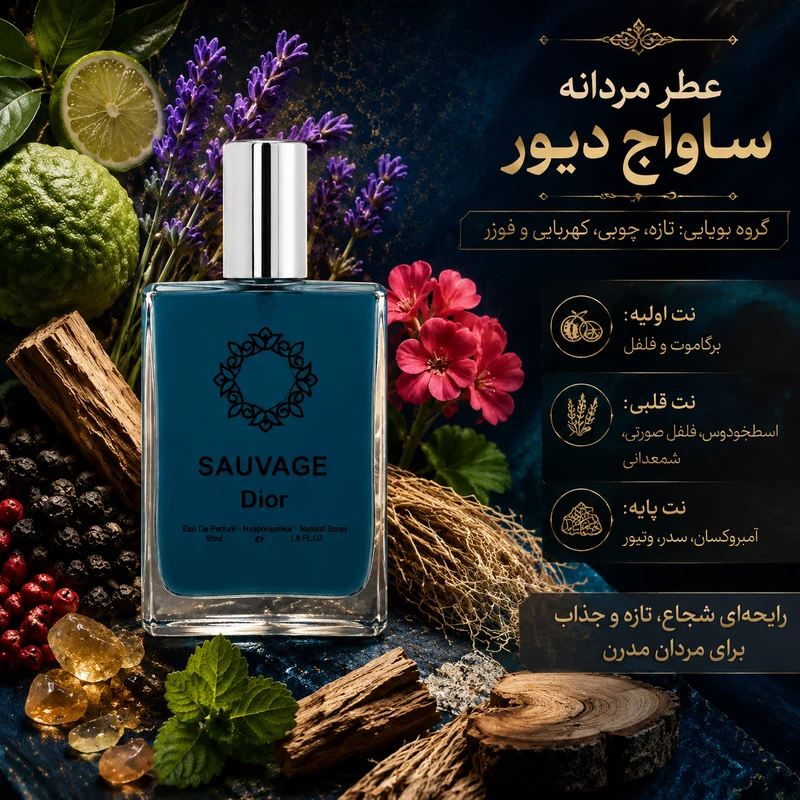 ادو پرفیوم مردانه هارلینگن مدل ساواج دیور با رایحه خنک حجم 55 میلی لیتر - تصویر 2