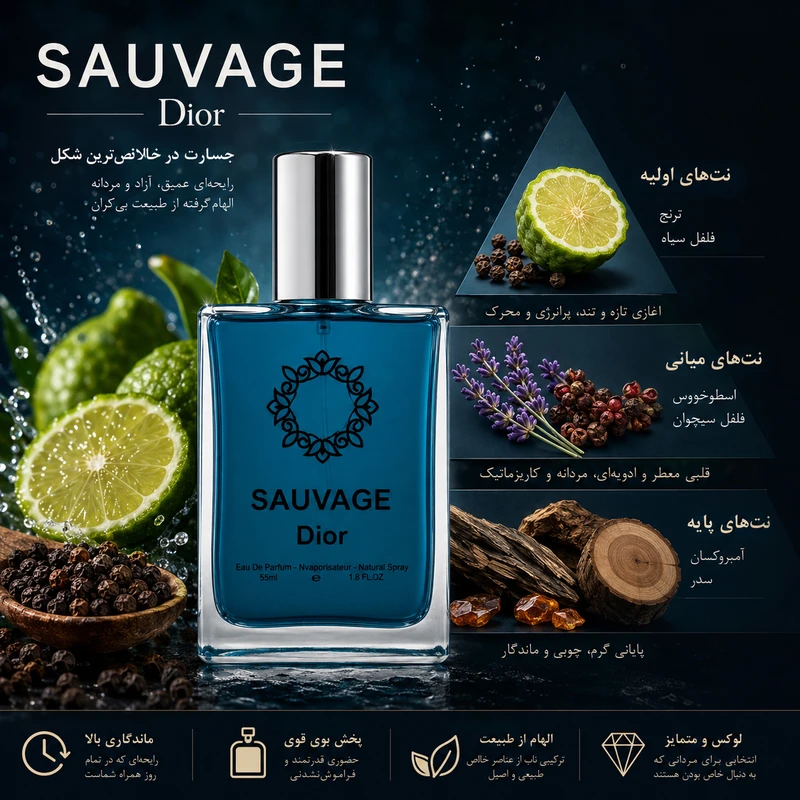 ادو پرفیوم مردانه هارلینگن مدل ساواج دیور با رایحه خنک حجم 55 میلی لیتر - تصویر 6