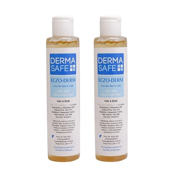 شامپو تقویت کننده و ترمیم کننده مو درماسیف مدل ECZO DERM حجم 200 میلی لیتر مجموعه 2 عددی