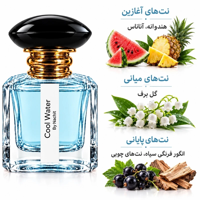 ادکلن زنانه ناچیت مدل دیویدوف کول واتر حجم 50 میلی‌لیتر، با رایحه خنک - تصویر 3