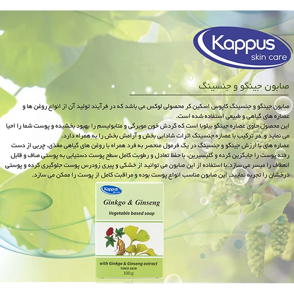 صابون شستشو کاپوس اسکین کر مدل Ginkgo and Ginseng وزن 100 گرم - تصویر 2
