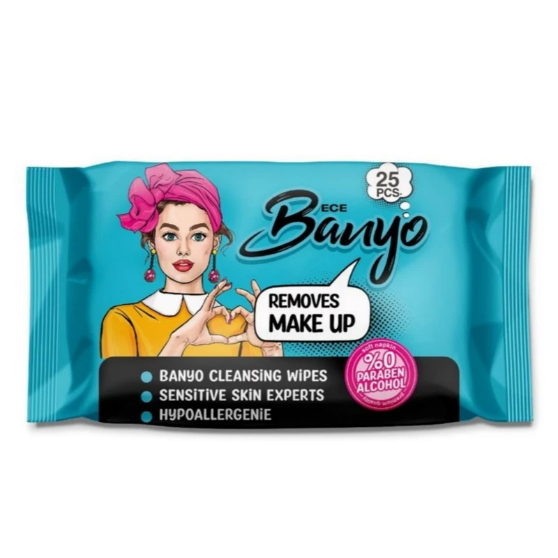 دستمال مرطوب پاک کننده آرایش بانیو مدل ece بسته 25 عددی - تصویر 2