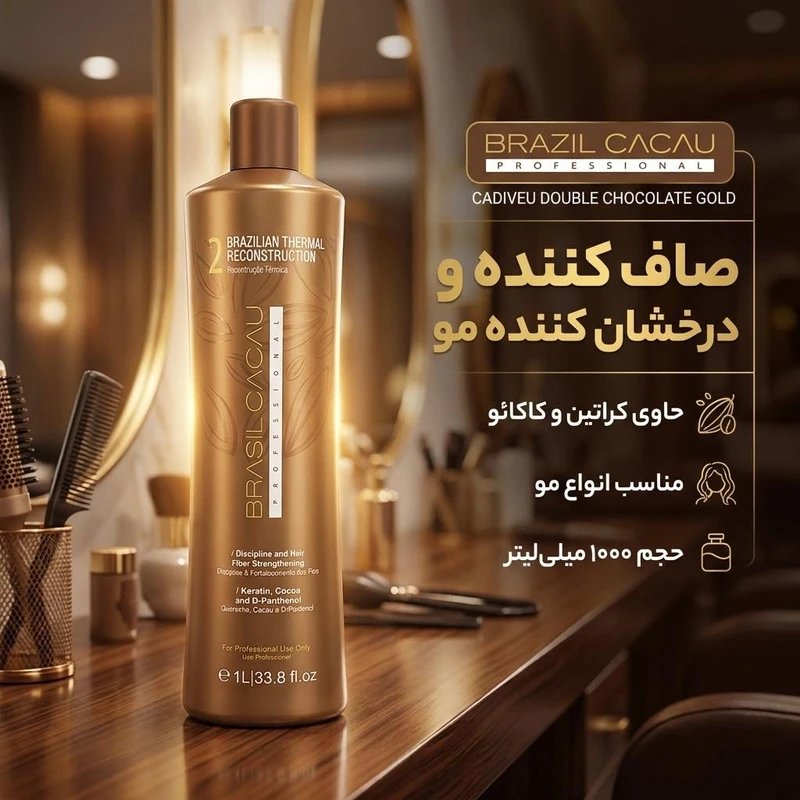 کراتین مو برزیل کاکائو مدل کادیوو دابل چاکلت گلد حجم 1000 میلی لیتر - تصویر 2