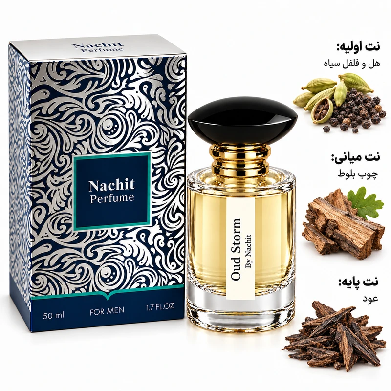 ادکلن مردانه ناچیت مدل Burberry Oud Storm با رایحه گرم و تند حجم 50 میلیلیتر - تصویر 3