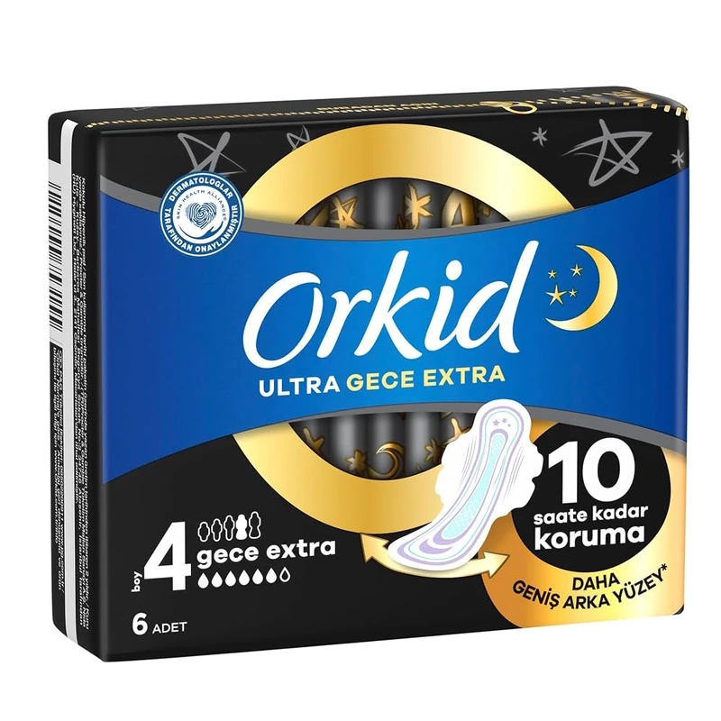 نوار بهداشتی بالدار مشبک نازک ضد حساسیت شب اورکید مدل Ultra Gece Extera با جذب بالا سایز 4 بسته 6 عددی - تصویر 2